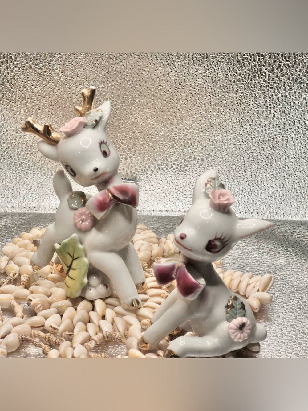 MCM Vintage Deer 1950s Vintage Napco Anthropomorphic Kitsch White Buck Doe Pair